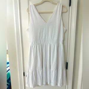 Ann Taylor Loft White Eyelet Dress. Size XL
